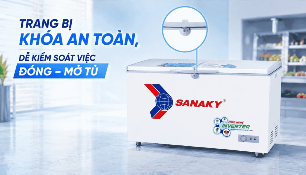 Khóa an toàn tủ đông Sanaky VH-4099A3 kiểm soát đóng mở dễ dàng