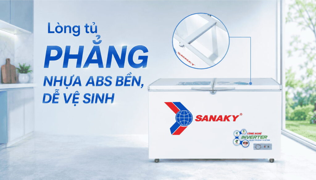 Lòng tủ đông Sanaky VH-4099A3 nhựa ABS phẳng sạch dễ vệ sinh